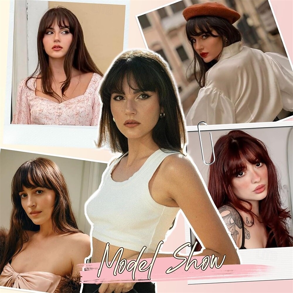 Clip-in pony, synthetische Franse pony, haarclip, asblonde neppony met slapen, haarstukjes voor vrouwen, natuurlijke gebogen haarextensies voor dagelijks gebruik 2026 - $10.99 –P4