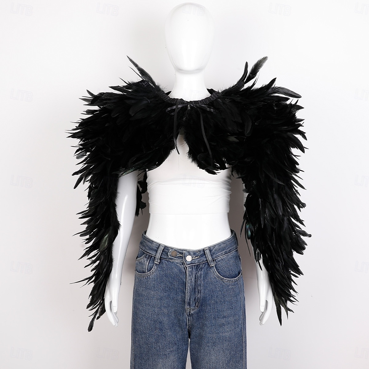 Carnaval 2026 Accesorios de Samba del Carnaval de Río Capa Chal larga de plumas rojas para mujer con lazo de cinta disfraz de actuación del festival de Brasil 2026 - $96.99 –P10
