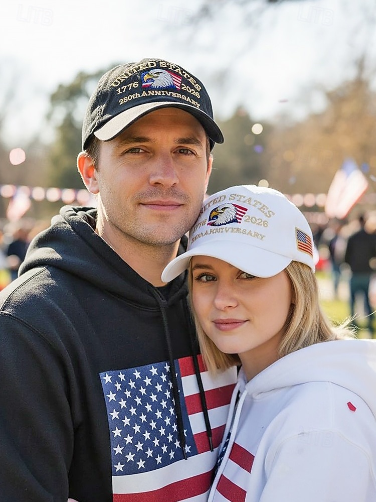 United States 250th Anniversary Men's Adjustable Cotton Cap with Embroidered American Flag, Multiple Colors, Ideal for Independence Day and Celebrations 2026 - $14.99 –P3