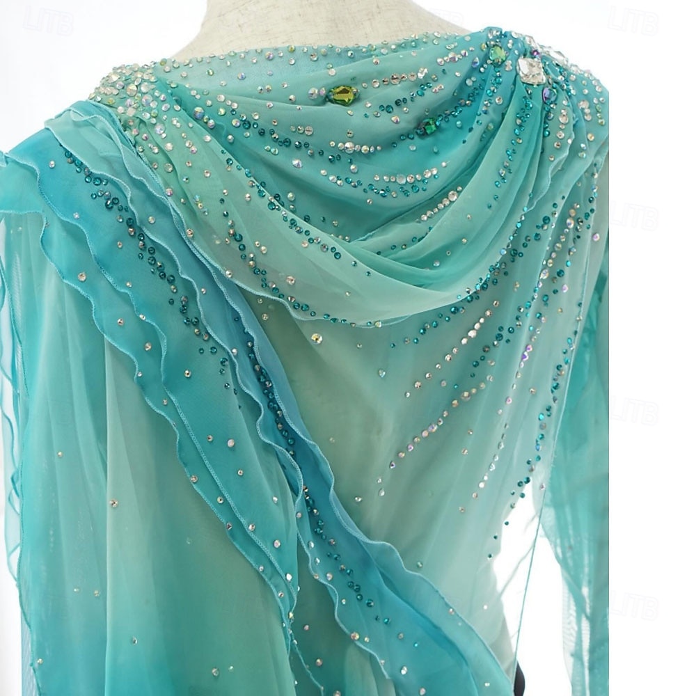 توب للتزلج الفني على الجليد رجالي للصبيان تزلج على الجليد كنزات أخضر بقع سباندكس شبكة عالية المرونة التدريب منافسة ملابس التزلج كلاسيكي الكريستال / حجر الراين كم طويل 2026 - $332.29 –P4