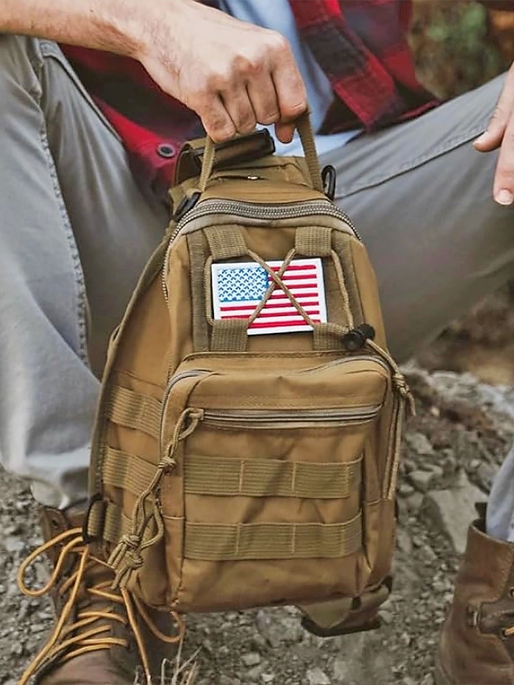 Herrkamouflage nylon axelremsväska bröstväska – flera fickor, stor kapacitet, hållbar design för utomhussporter, vandring, camping och resor 2026 - $18.99 –P2