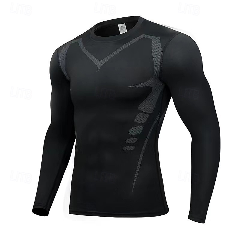 Homens Cor Sólida Camiseta de Corrida Camisetas Compressão Primavera Outono Manga Longa Secagem Rápida Compressão Pavio Humido Treino de Ginástica Treinamento Ativo Exercício Preto Branco Roupa de de 2026 por $7.99 –P2