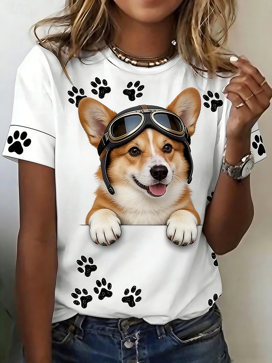 Pentru femei Tricou Imprimeu Grafic Animal Epocă Stilat Casual Manșon scurt Stil Nautic Topuri obișnuite Zilnic Negru Alb Galben Maro Vară Primăvară 2026 - $22.99 –P3