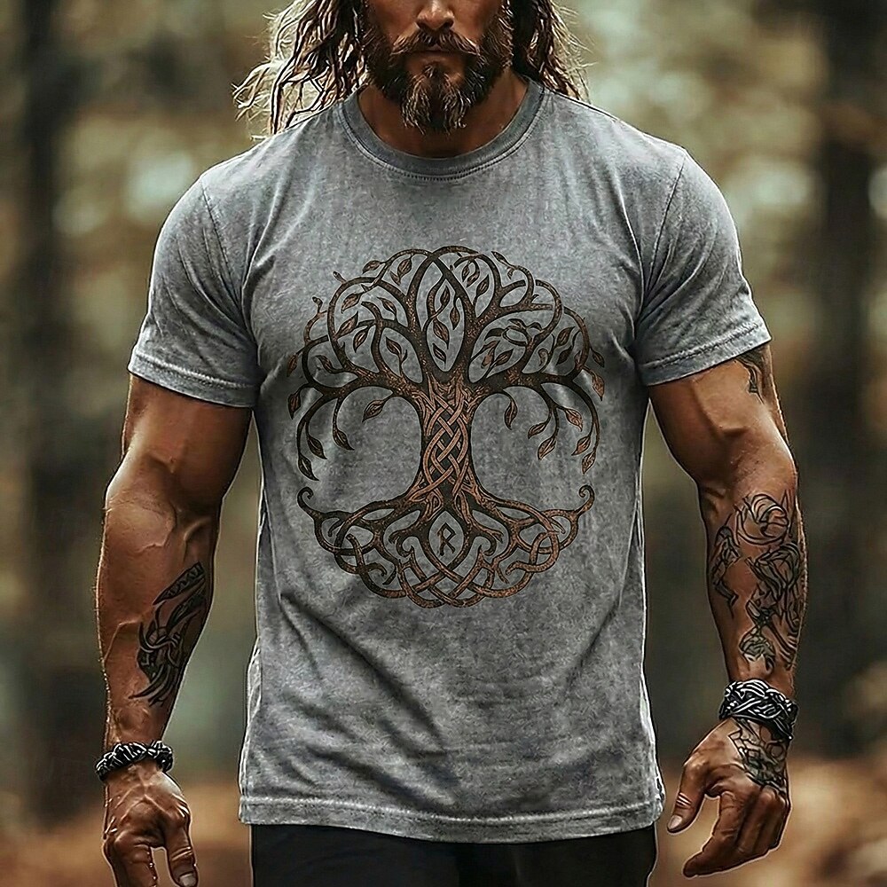 viking vegvisir iránytű farkas póló férfi mosott pamutkeverék norvég rúnás mintás póló vintage mitológiai felső ruházat S M L XL XXL XXXL 2026 - $21.99 –P2