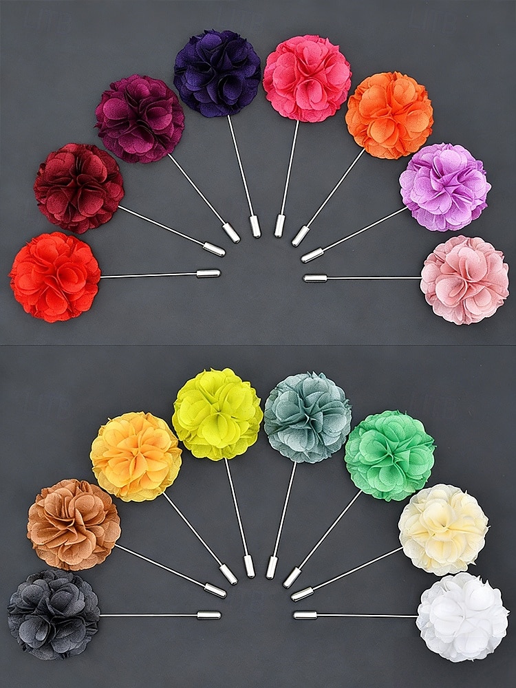 Anstecknadel aus Polyester mit Blumenmuster für Herren, mehrfarbige Stoffblume, eleganter minimalistischer Stil für Trauzeugen, Hochzeiten, formelle Abendessen, Bankette und Abendveranstaltungen 2026 - $7.99 –P5