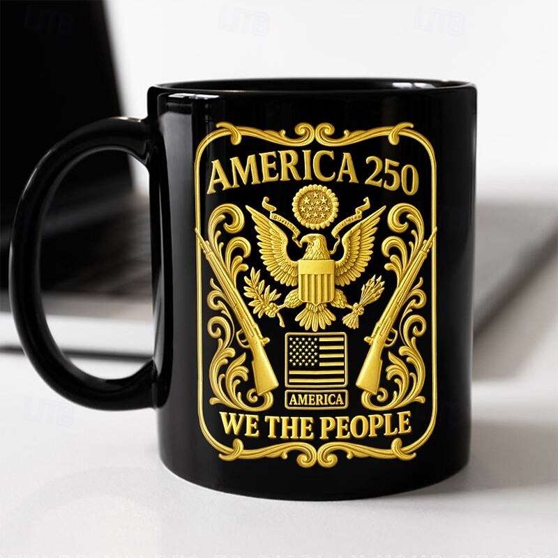 Krus til 250-årsjubileum i USA, keramisk kaffekrus til halvårsjubileum, 1776-2026 Amerika 250, uavhengighetsdagen 4. juli-gave til menn og kvinner, mikrobølgeovn &oppvaskmaskinsikker 2026 - $16.99 –P5