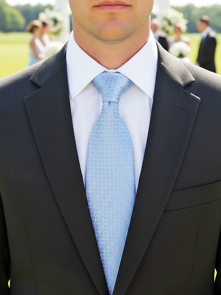 Corbata de poliéster para hombre, con diseño de cuadrícula pequeña, varios colores, largo ajustable, adecuada para bodas, negocios y viajes diarios. 2026 - $11.99 –P3