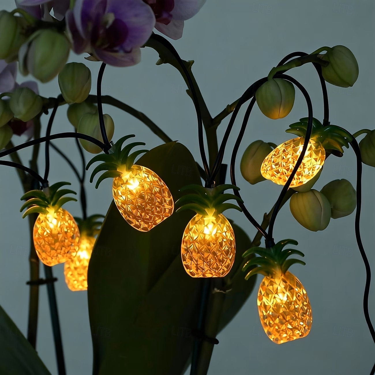 Guirnalda de luces solares con forma de piña, 30 LED, luces tropicales de verano de 4,5 m, ideal para patios, familias, bodas, dormitorios, cumpleaños y decoración de jardines tropicales hawaianos. 2026 - $25.99 –P8
