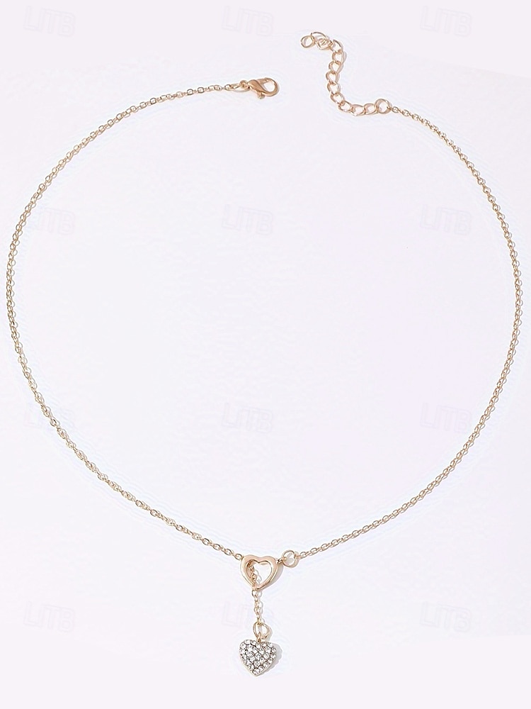 Women's Heart Pendant Necklace, Gold Plated Alloy with Crystal Detailing, Perfect for Valentine's Day Gifts, Weddings & Everyday Wear 2026 - $7.99 –P8