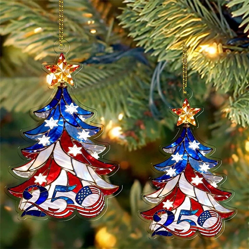 Enfeite comemorativo do bicentenário dos Estados Unidos, em acrílico 2D, decoração natalina americana para árvore de Natal, item decorativo patriótico para colecionadores. de 2026 por $11.99 –P1
