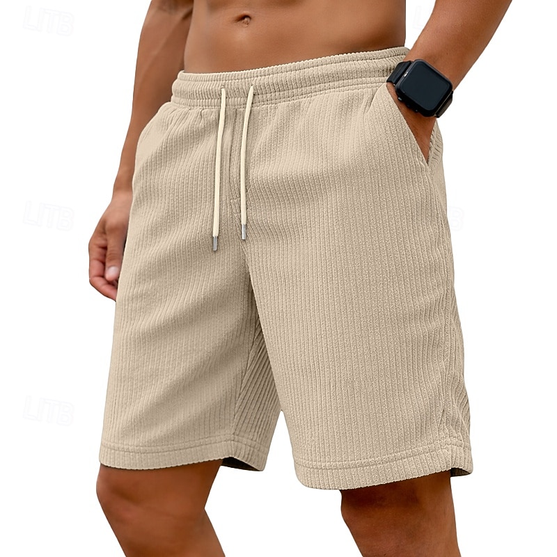 Per uomo Shorts Pantaloncini casual Pantaloncini di velluto a coste Tasca Elastico in vita Semplice Comodità Traspirante Sopra il ginocchio Casuale All'aperto Spiaggia Vacanza Moda Nero Bianco del 2026 a $20.99 –P7