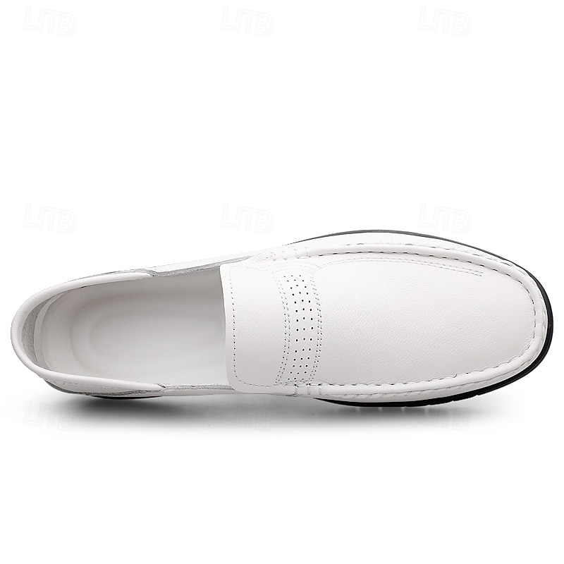 Men's White Moccasin Shoes, Genuine Faux Leather, Breathable Design, Classic Style, Comfortable for Casual Wear 2026 - $69.99 –P8