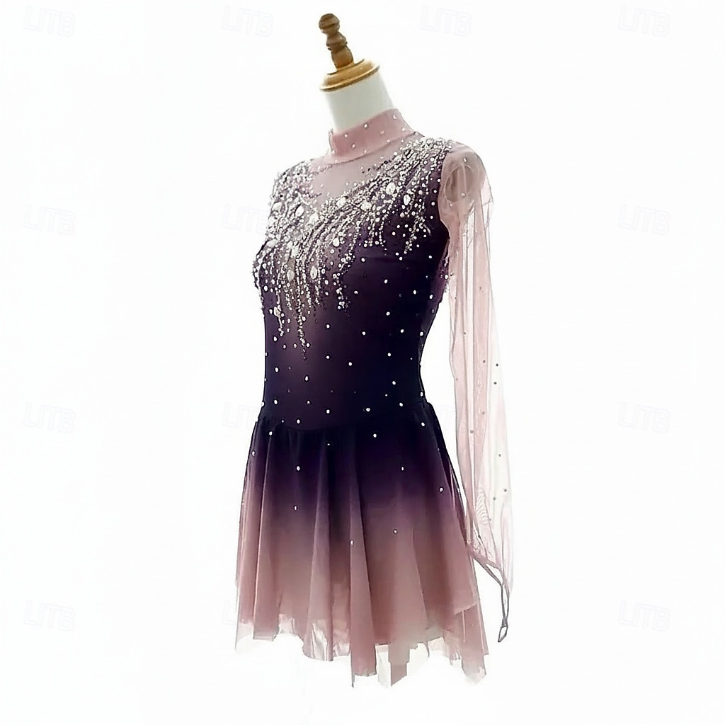 Abito da pattinaggio artistico Per donna Pattinaggio sul ghiaccio Vestito Rosa scuro Patchwork Orlo asimmetrico Spandex Rete Alta elasticità Allenamento Competizione Vestiti da pattinaggio sul del 2026 a $280.29 –P3