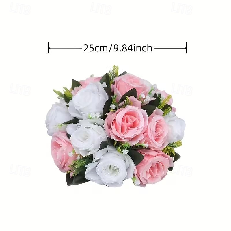Kunstmatige trouwrozenbal, halfronde, levensechte neprozen voor bruiloft, verloving, thuis, feest, Valentijnsdag, Moederdag &seizoensdecoraties 2026 - $20.99 –P3