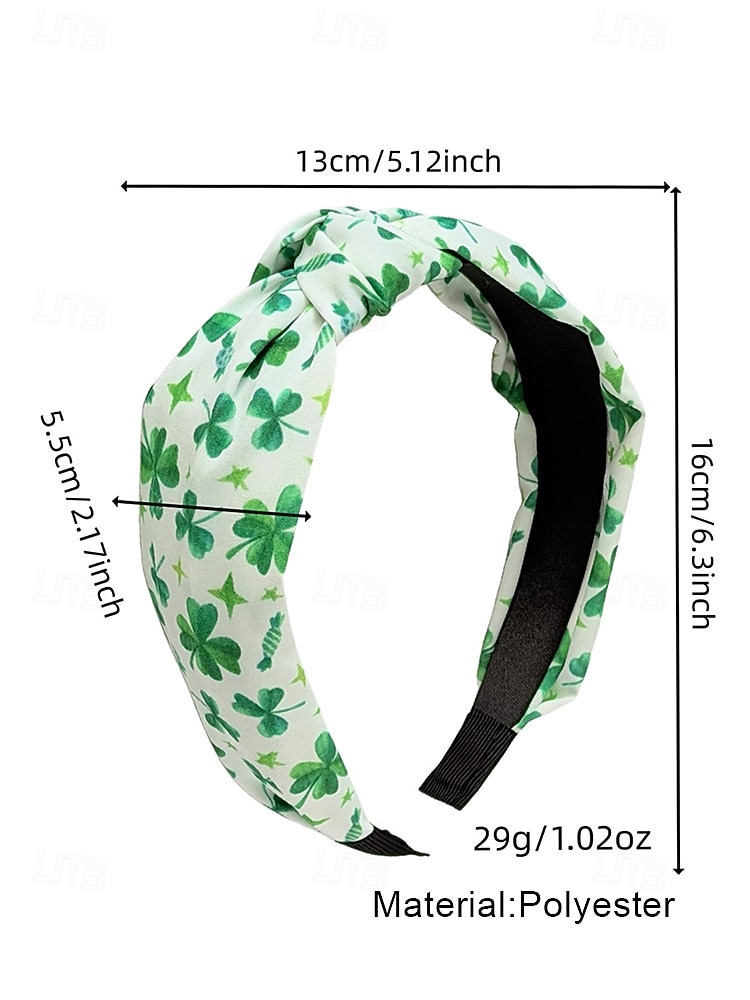 Dameshaarbanden van polyester met klavertjesvier, zacht knoopdesign, verschillende klavertjesvormen, lichtgewicht en comfortabele haaraccessoires, perfect voor St. Patrick's Day-vieringen en dagelijks gebruik. 2026 - QAR 35.07 –P10
