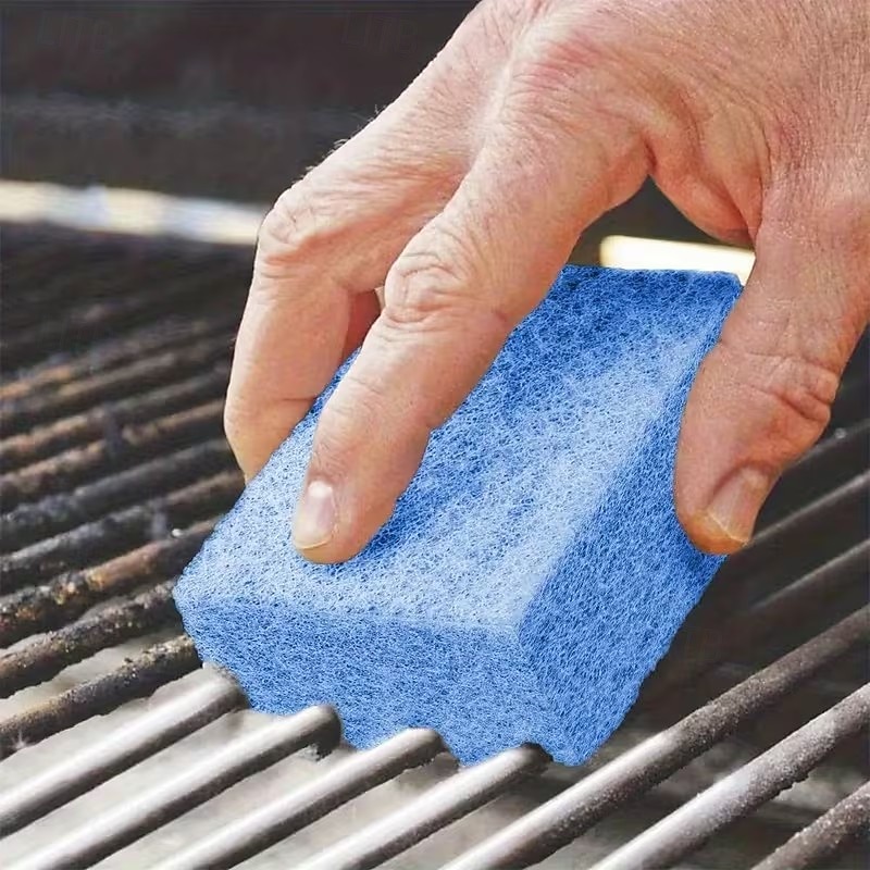 6 darabos grilltisztító szivacs karcmentes kaparóval, hőálló grilltisztító gáz- és faszénhez &sütőrácsok, csúszásmentes ergonomikus fogantyú 2026 - $10.49 –P2