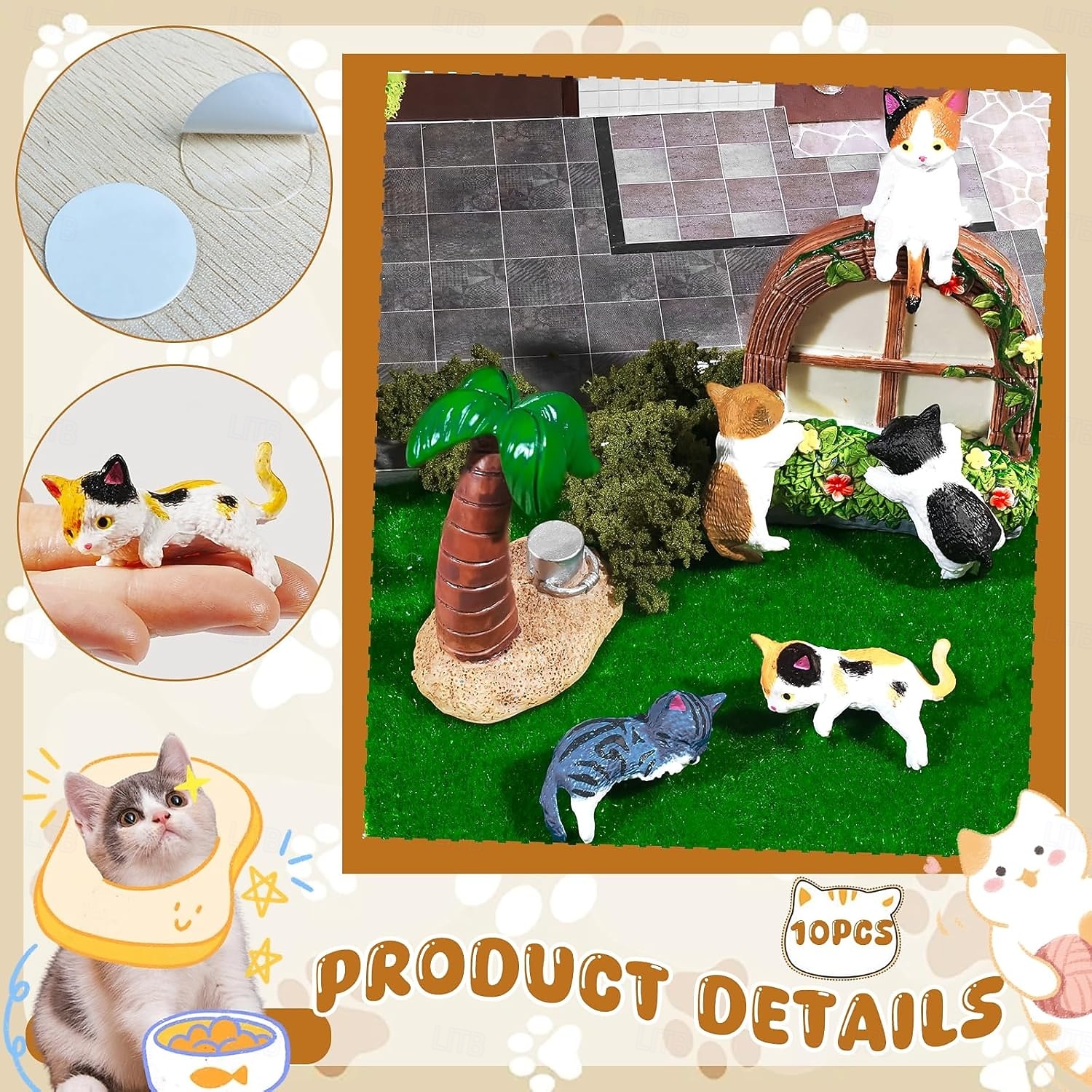 10 mini statuette da scrivania a forma di gatto, simpatici compagni di gatti dei cartoni animati, mini accessori per interni auto a forma di gatto, decorazioni per cruscotto auto, divertenti del 2026 a $16.99 –P3