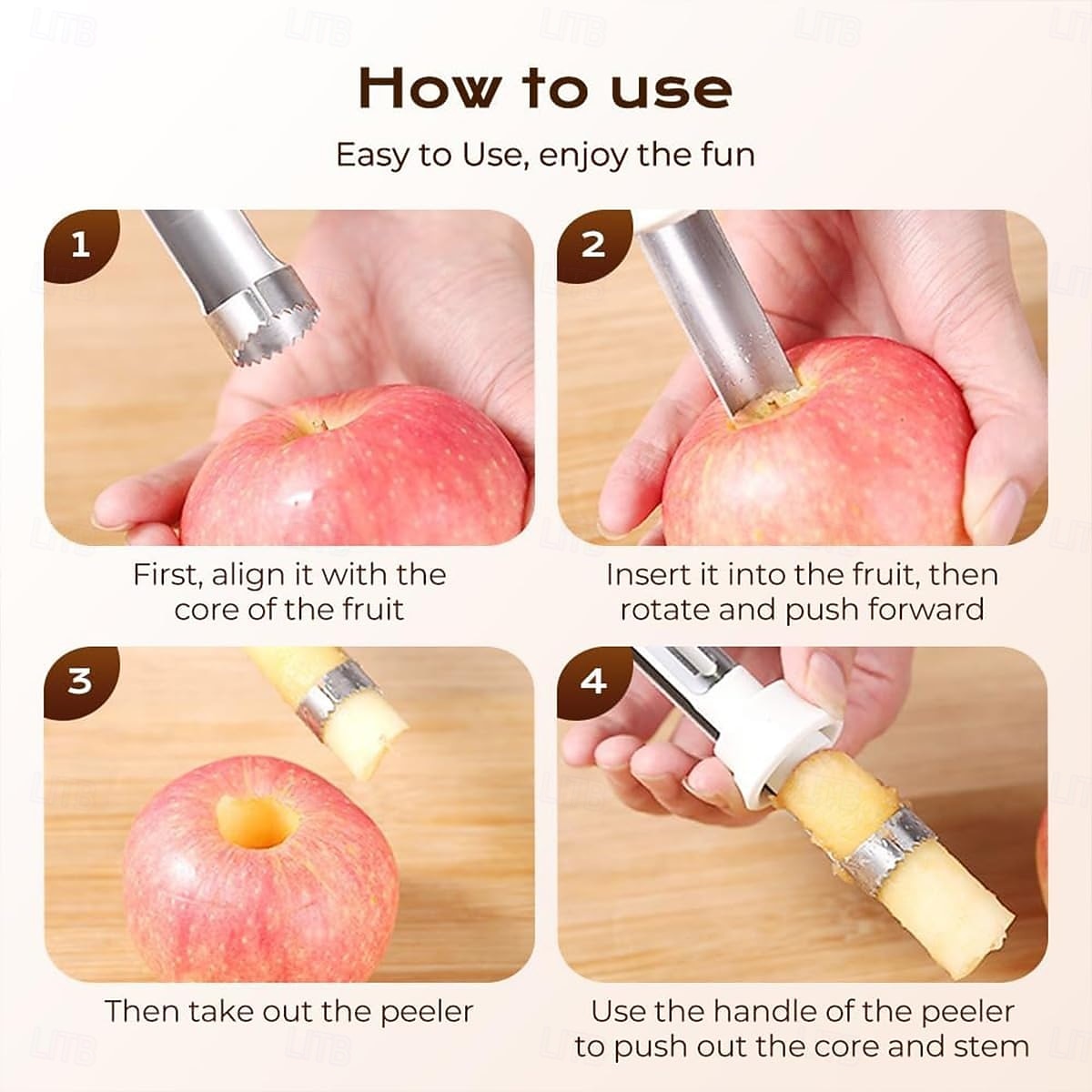 Strumento 2 in 1 per togliere il torsolo e pelare le mele, levatorsoli per peperoni rossi in acciaio inossidabile, levatorsoli multiuso per la cucina di casa, utensili da cucina per frutta e verdura del 2026 a $11.99 –P8