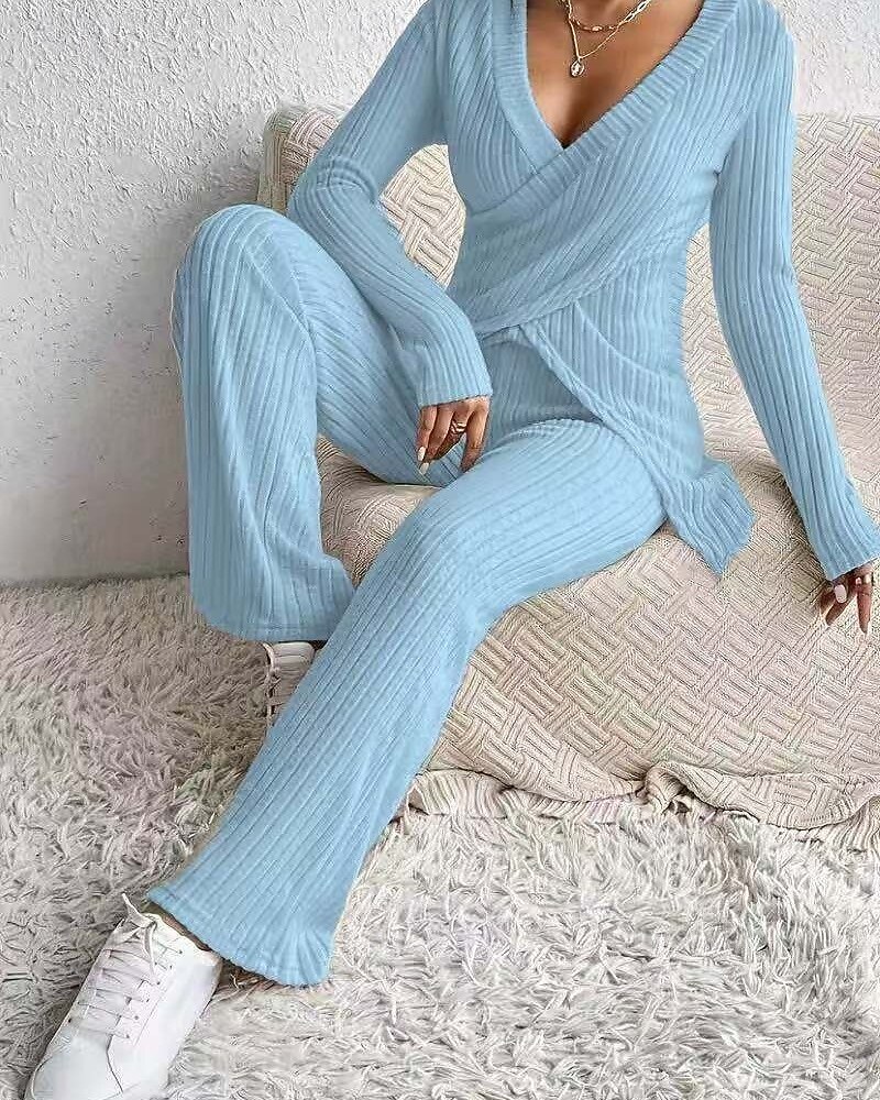 Mujer Blusa Conjuntos de pantalones parte superior del bolero Manga Larga Escote en Pico Color sólido Elegante Moda Ropa de calle Casual Diario Exterior Negro Caqui Azul claro Primavera Ajuste regular 2026 - $35.99 –P12