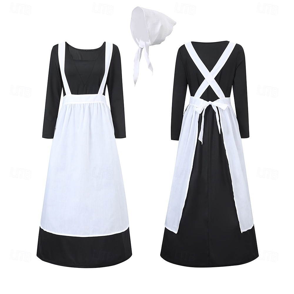 250th Anniversary USA 19th Century 1800s Ankle Length Prairie Dress Bonnet and Apron Set Long Sleeves Pioneer Girl Colonial Pioneer Revolutionary War Costumes Fancy Dress Women's Halloween Carnival 2026 - $40.99 –P13