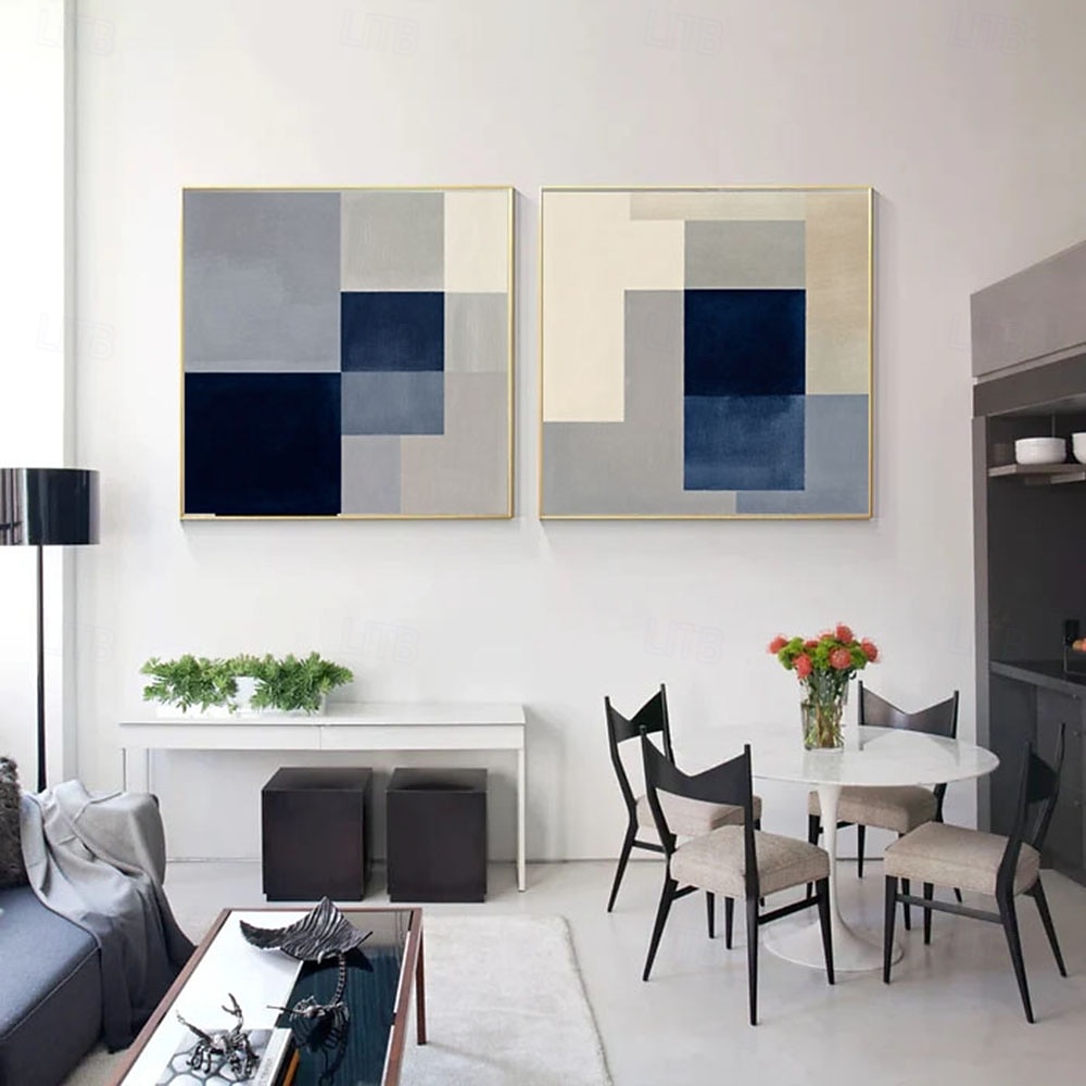 plátno nástěnné umění do obývacího pokoje ložnice modrá šedá barevný blok abstraktní graffiti umění olejomalba moderní nástěnné malby obrázky bytové dekorace 2026 - $74.99 –P2
