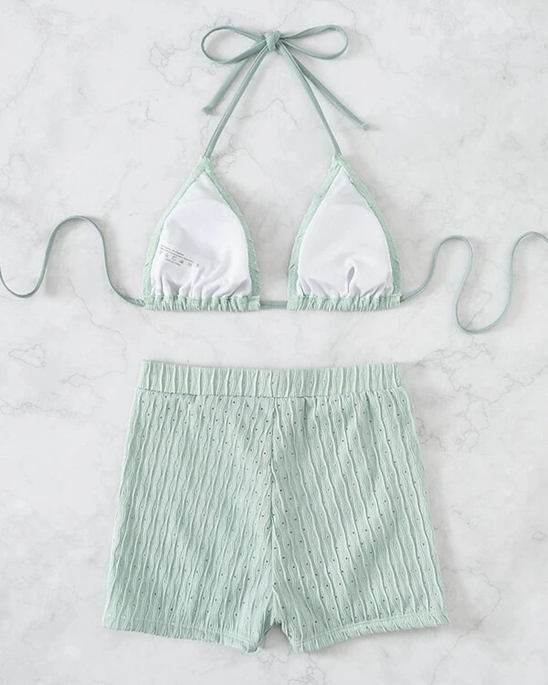 Dámské Bikinové sety 2 ks Plavky Jednobarevné Ochrana proti UV záření Elastický Bez rukávů Plavky Surfování Potápění Plavání Léto 2026 - $16.49 –P10