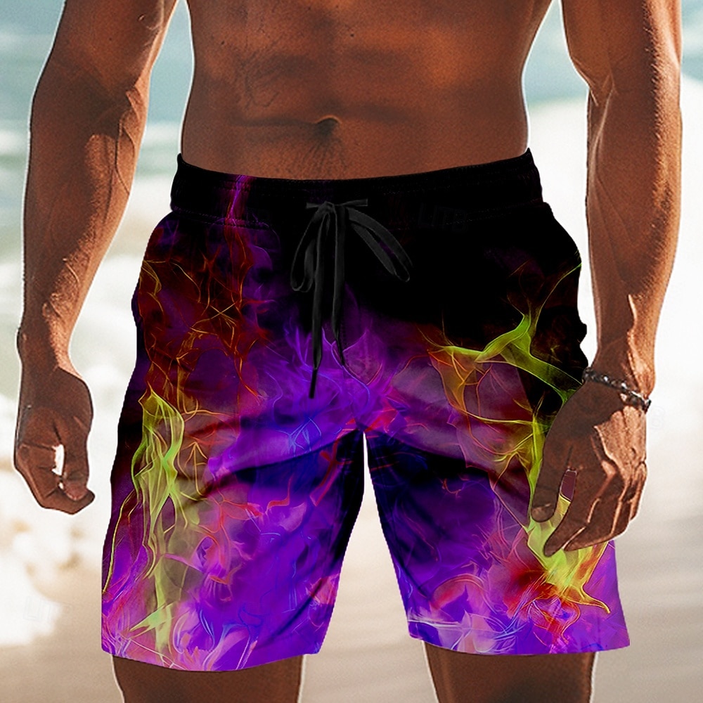 Per uomo Illusione ottica Fiamma Bagliore al neon Costumi da bagno Pantaloncini da mare Pantaloncini da Surf Misura del girovita medio Moda Casual All'aperto Vacanza Abbigliamento Quotidiano Tasche del 2026 a $20.99 –P2