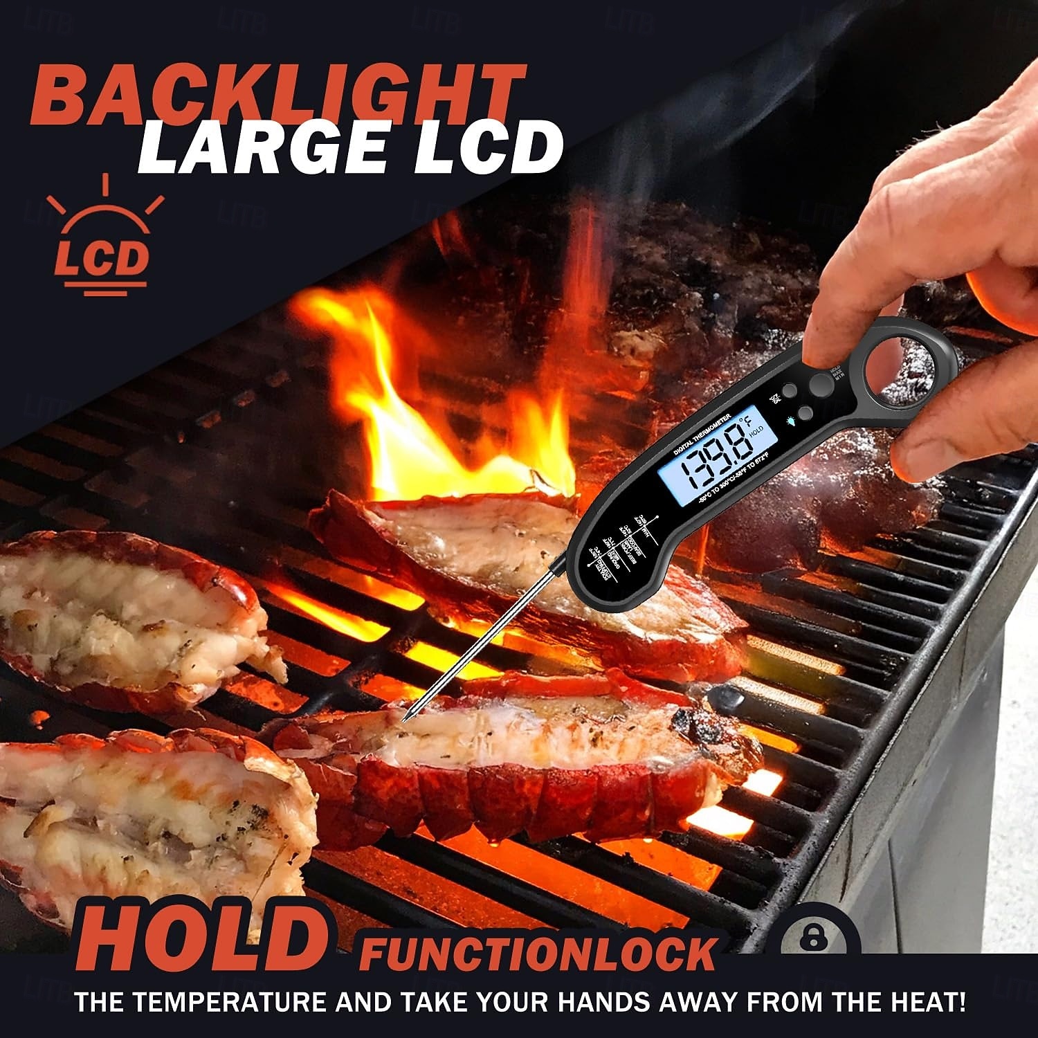 цифровой термометр водонепроницаемый с подсветкой электронный пищевой термометр для пищевых продуктов мгновенного считывания 2026 - $24.99 –P5