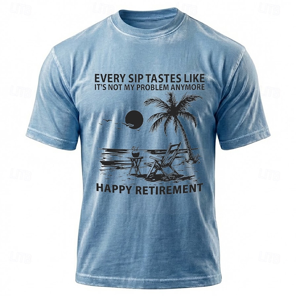 felice pensione ogni sorso ha il sapore di non essere più un mio problema divertente grafica da spiaggia maglietta blu lavaggio minerale da uomo abbigliamento abbigliamento s m l xl xxl xxxl del 2026 a $21.99 –P1