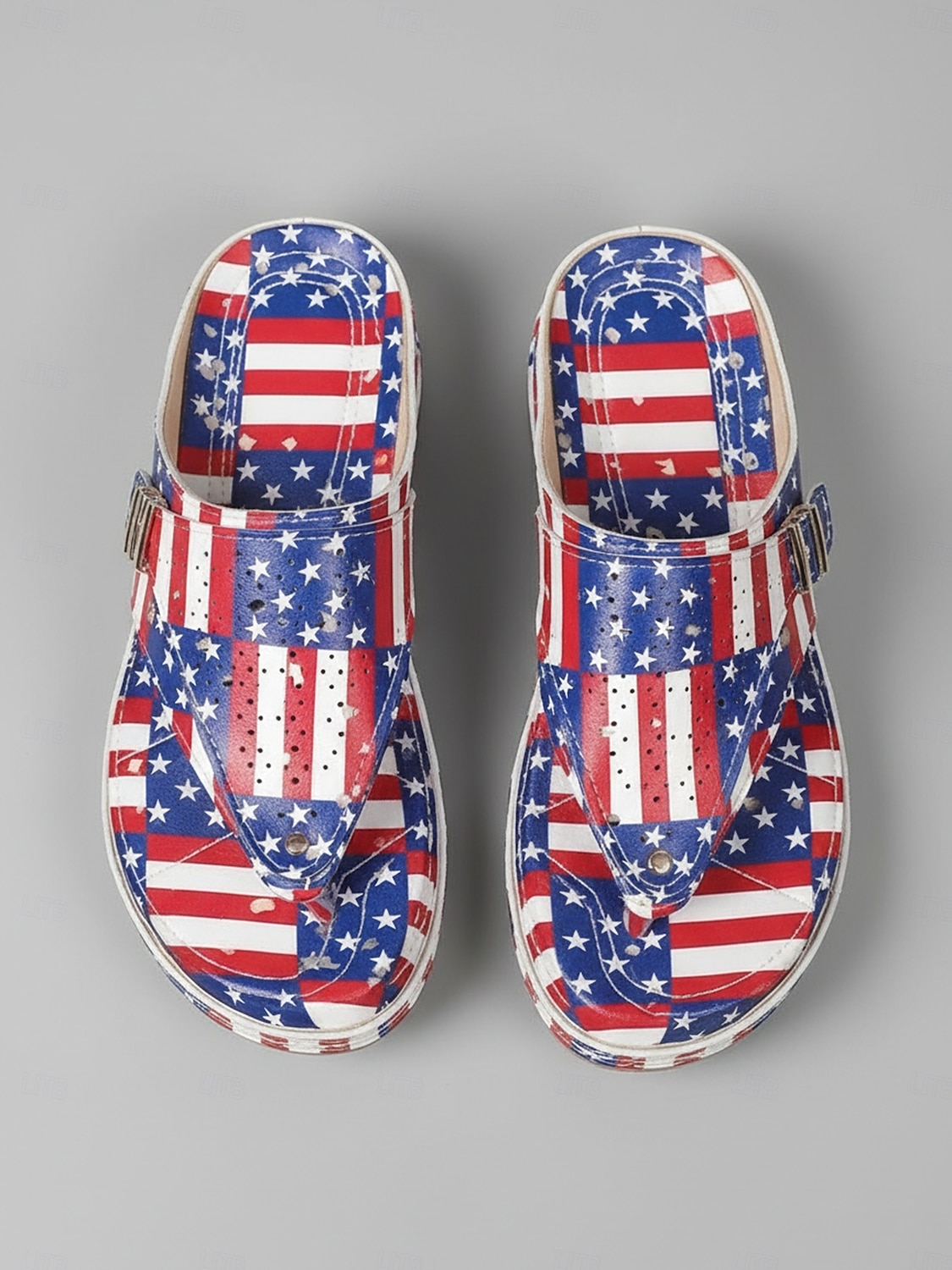 USAs 250-årsjubileum Kvinners rød-blå patriotiske USA-flagg kile sandaler – Komfortable polstrede sommersko parader festivaler gåing og hverdagscasual 2026 - $24.99 –P1