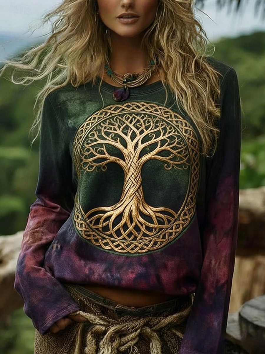 Per donna Camicia Boho Maglietta Stampato Grafico Bohemien Vintage Casual Manica Lunga Girocollo Top Regolari Quotidiano Weekend Abbigliamento da vacanza Verde Estate Primavera Autunno del 2026 a $19.99 –P2