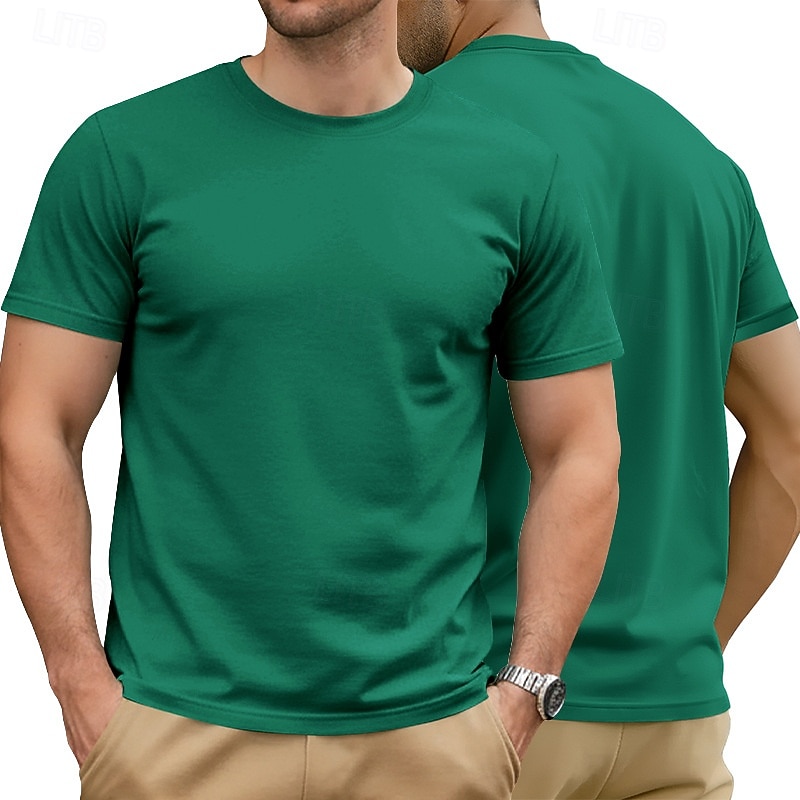 Herre 100 % bomulls-T-skjorte Kort Erme Crew-hals Sommer Vår & Vinter Helfarge عادي Mote Designer Grunnleggende Grunnleggende Ren Avslappet Feriereise Gate Kamel Grå Topp T-skjorte for menn 2026 - $13.49 –P8