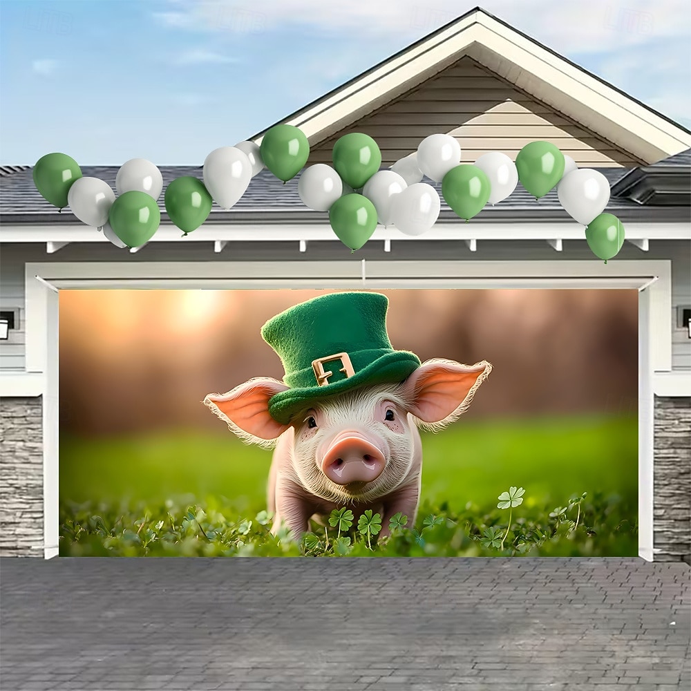 St. Patricks Day Tapisserie Garagentorabdeckung Großes Hängendes Elf Tier Niedlich 3D Party Outdoor Urlaub Hintergründe aufnehmen Yard Wohndeko 2026 - $49.99 –P6