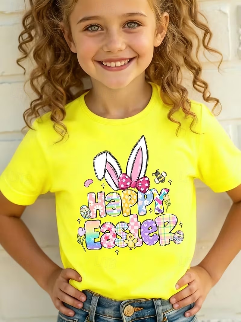 Pasqua Ragazze 3D Grafico Coniglio Maglietta Manica Corta Stampa 3D Estate Primavera Sport Moda Streetwear Bambini 4-12 Anni Girocollo Casuale Quotidiano All'aperto Vestibilità regolare del 2026 a $15.49 –P8