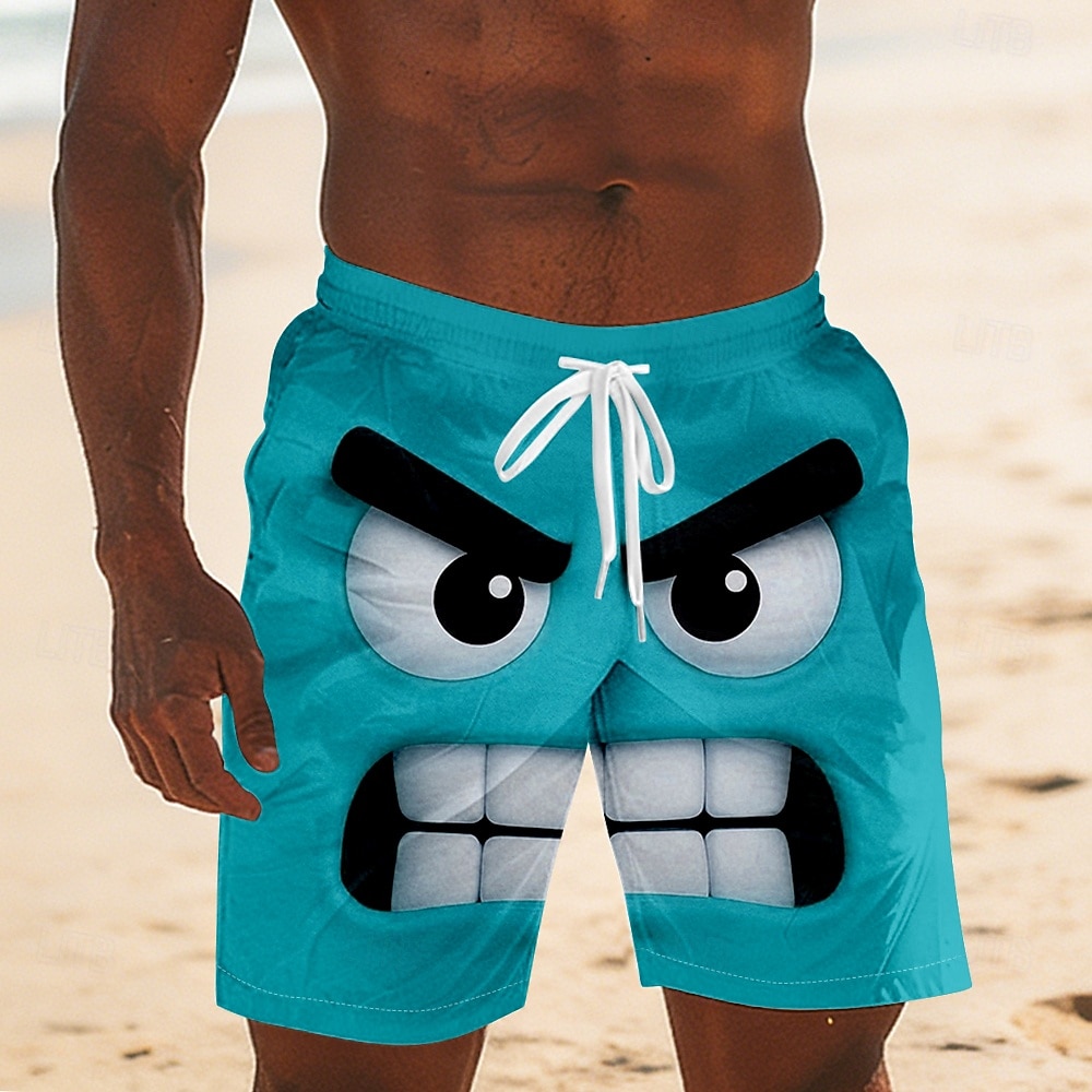 Per uomo Illusione ottica Fantasia "Cartone 3D" Faccia Sorridente Costumi da bagno Pantaloncini da mare Pantaloncini da Surf Misura del girovita medio Divertente Camicia hawaiana Vacanza al Mare del 2026 a $20.99 –P1