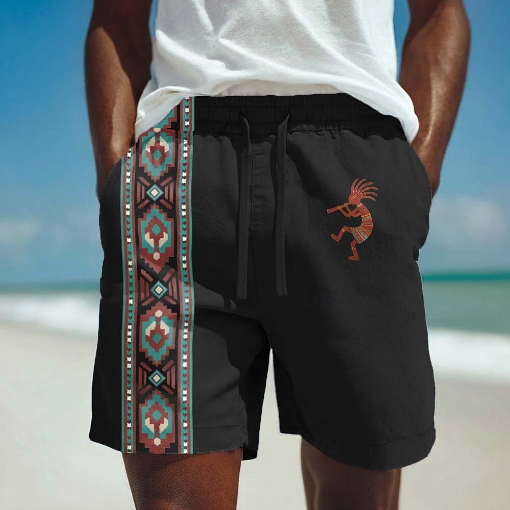 Hombre azteca Étnico Kokopelli Pantalón corto Pantalones cortos casuales Pantalones cortos de algodón Media cintura retro de la vendimia Vacaciones Uso Diario Festivos Bolsillos laterales Cintura 2026 - $25.99 –P1