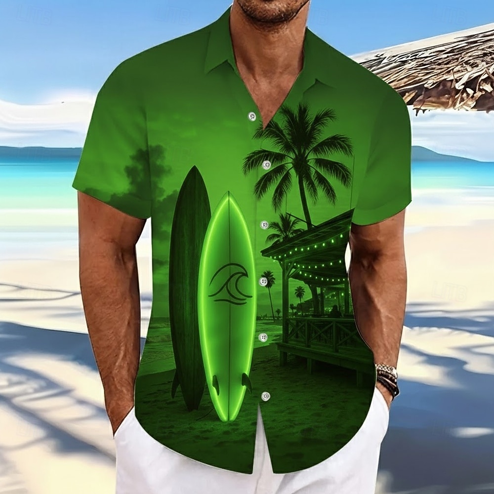 Hombre Árbol de coco Plantas tropicales Tablas de Surf camisa hawaiana Abotonar la camisa Manga Corta Hawaiano Casual Vacaciones Verano Primavera Cuello Vuelto Impresión 3D camisas con cuello Un 2026 - $25.99 –P5