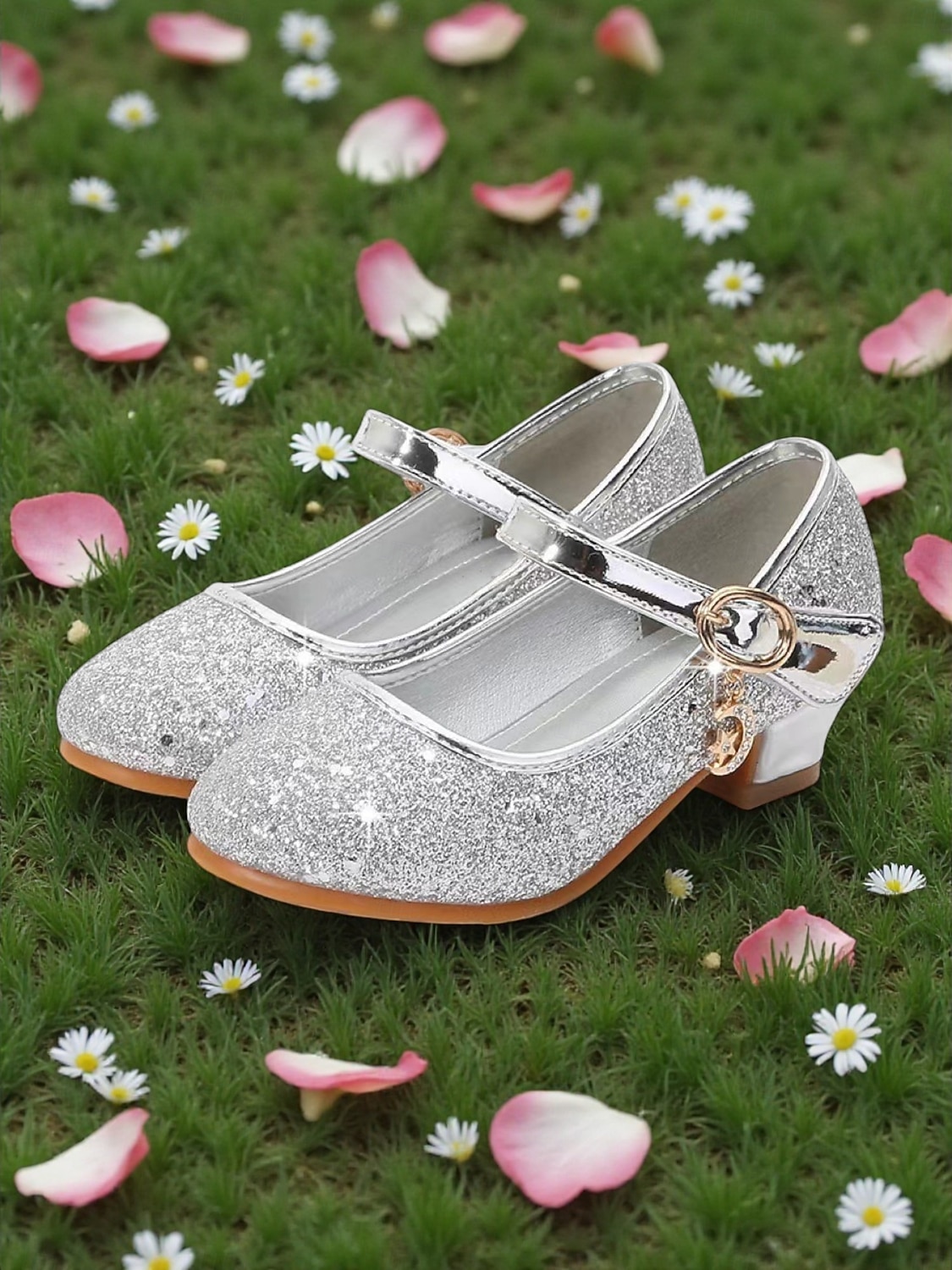 Pantofi Mary Jane cu sclipici pentru fetițe, cu toc jos, față strălucitoare și curea cu cataramă sigură, pantofi eleganți în stil prințesă pentru fete, pantofi perfecți pentru fetițe de nuntă și 2026 - $32.99 –P1