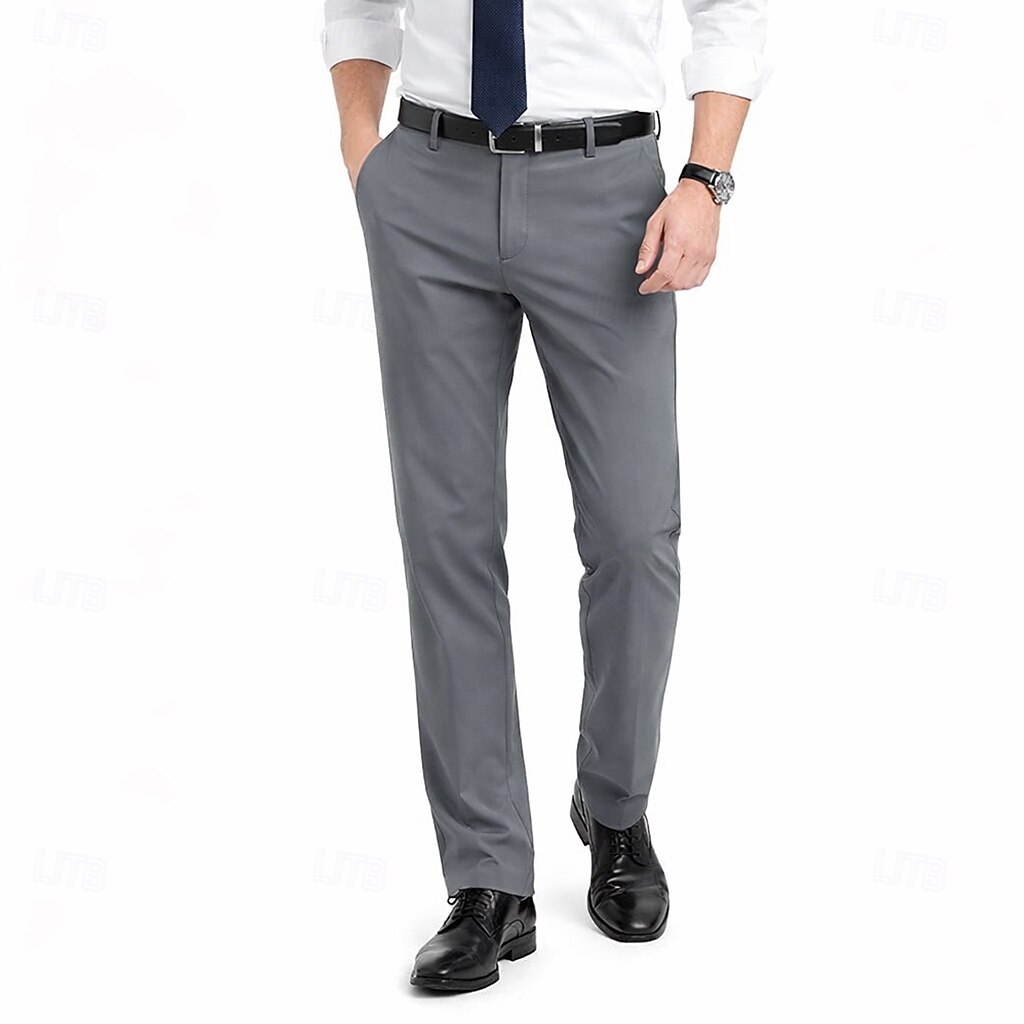Voor heren Broek Pakken Zomerbroek Vrijetijdsbroek Zak Effen Lichtgewicht Ademend Volledige lengte Dagelijks Buiten liiketoiminta Modieus Streetwear blauw Zwart Rekbaar 2026 - $21.99 –P2