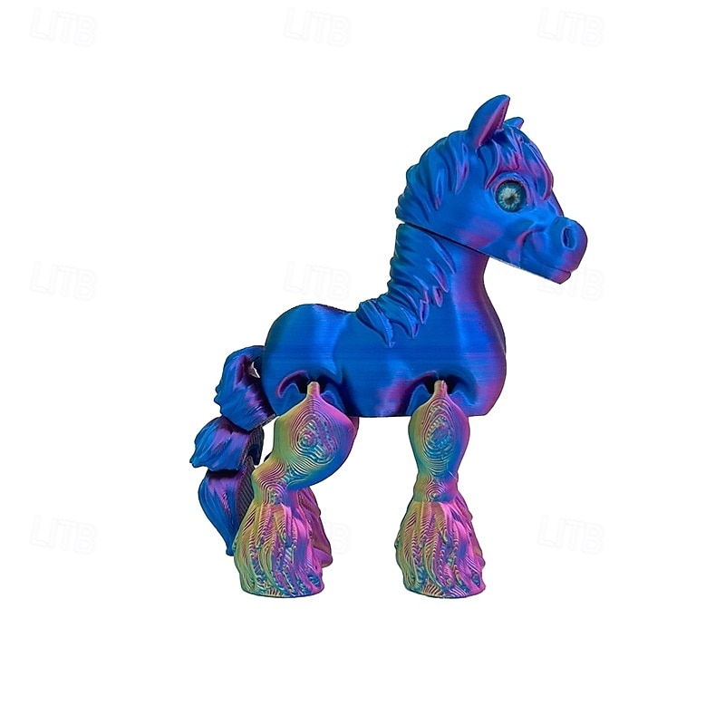 3D-printet hestestatue med bevegelige ledd, realistisk hestefigur med uttrykksfulle øyne &fluffy manke, utendørs kinesisk nyttårsdekorasjon, gave til hest som blir født i år, skrivebord &hyllepynt 2026 - $9.99 –P6