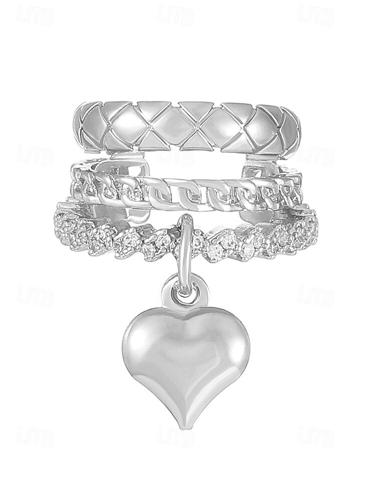 Verstelbare oormanchetten voor dames met hartjesmotief, gestapelde oorbellen van goud- en zilverkleurige legering, modieuze sieraden zonder gaatjes, perfect als Valentijnsdate of -cadeau. 2026 - $7.99 –P6