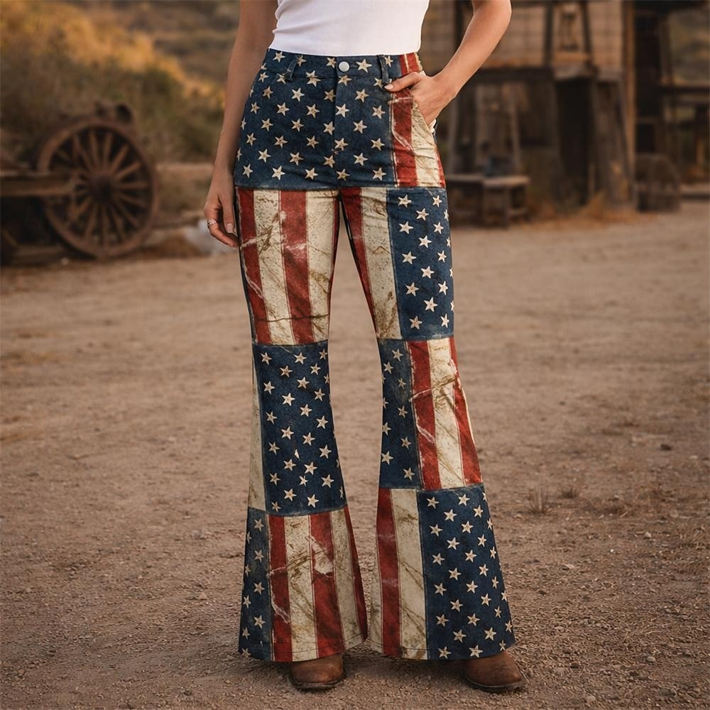 250-årsjubileum i USA Retro / vintage 1970erne Bukser Bell Bottom Bukser Hippie Disk Høy Midje Kostyme Dame Maskerade 4. juli Fest Uavhengighetsdagen Voksne Bukser 2026 - $32.99 –P1