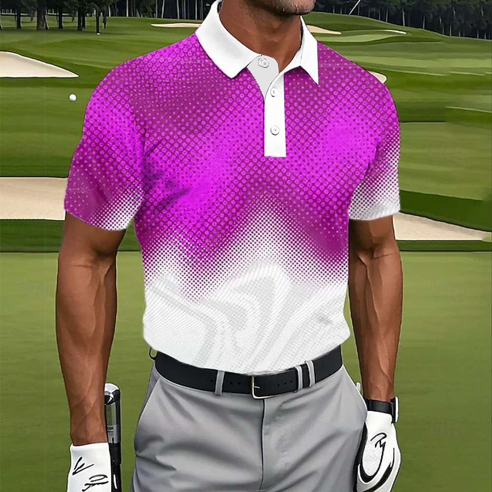 Bărbați Bloc Culoare Golf Tricouri polo sport Manșon scurt Tricouri de polo Rever Casual Îmbrăcăminte Atletică Imprimare 3D Nasturi Vară Albastru piscină Mov 2026 - $21.99 –P2