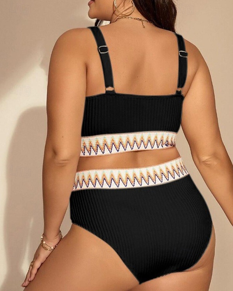 Dámské Standard Surfařské tankiny a bikiny Koupací top 2 ks Geometrický Otevřít Zpět Ochrana proti UV záření Elastický Bez rukávů Plavky Surfování Potápění Plavání Léto 2026 - $23.99 –P4