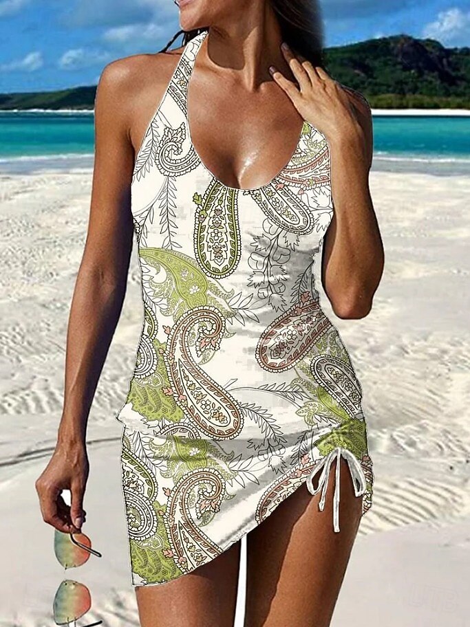 Per donna Costumi da bagno Tankini Gonna Costume da bagno Elegante Vacanza Grafico Geometrico Scollo a V Senza Maniche Costumi da bagno del 2026 a $36.99 –P5