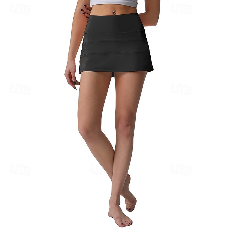 Per donna Tinta unita Gonna casual Gonna da tennis Gonne da tennis con pantaloncini Tasca Asciugatura Rapida Traspirante Corsa Fitness Yoga Gonna Gonna-pantaloncini Nero Bianco Rosa Abbigliamento da del 2026 a $44.99 –P17