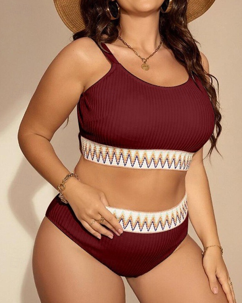 Dámské Standard Surfařské tankiny a bikiny Koupací top 2 ks Geometrický Otevřít Zpět Ochrana proti UV záření Elastický Bez rukávů Plavky Surfování Potápění Plavání Léto 2026 - $23.99 –P14