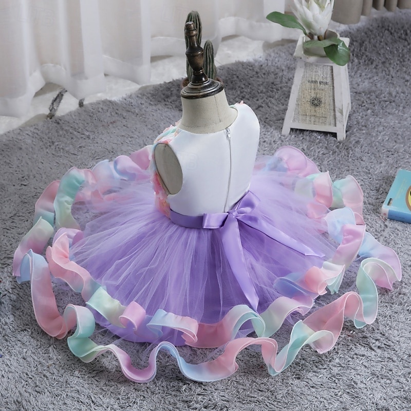 Flower Girl Dress Girls' Formal Dress Wedding Attire Party Wedding Formal Elegant Fashion Adorable Mesh Floral Sleeveless Crew Neck Blue Pink 4 years+ 2026 - $36.99 –P10