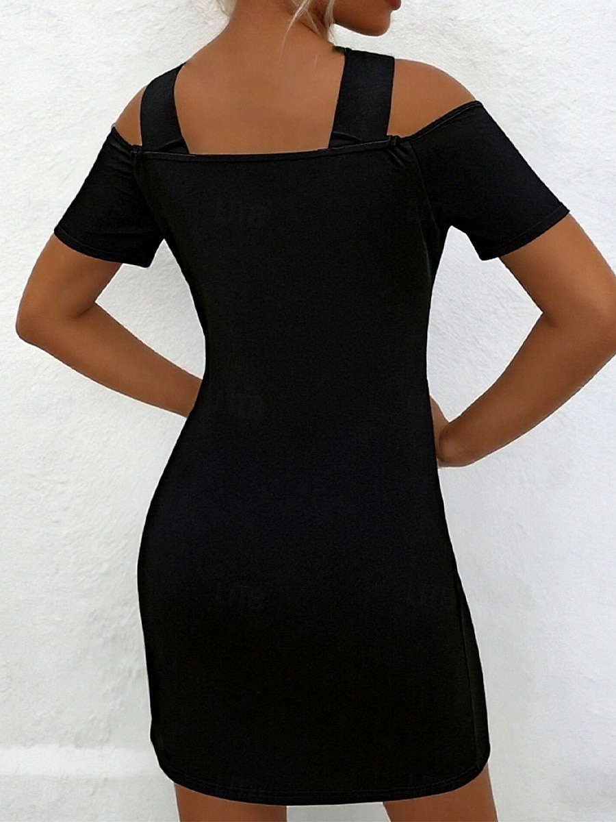 женское простое мини-платье с v-образным вырезом на каждый день для отпуска с коротким рукавом на лето и весну 2026 - $31.99 –P6