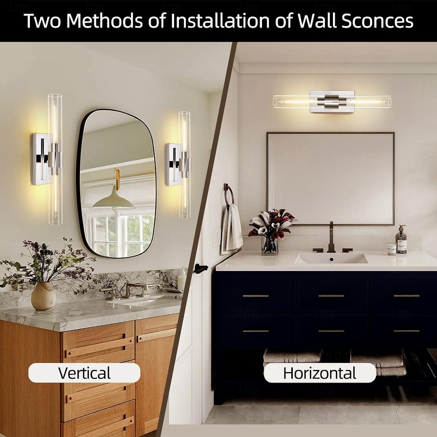 Badkamerverlichting, wandlampen met glazen buis, voet van geborsteld messing, badkamerwandlampen, nachtlampje voor de slaapkamer, wandlamp voor de kaptafel, woonkamer, hal 2026 - $234.87 –P7